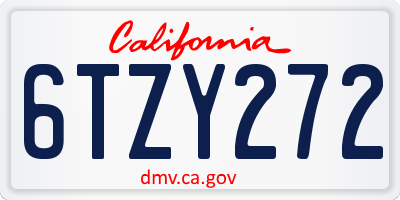 CA license plate 6TZY272