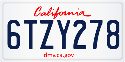 CA license plate 6TZY278