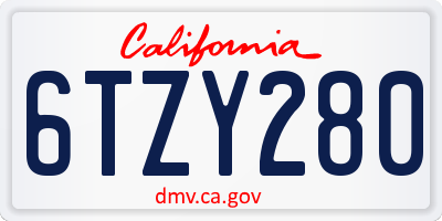 CA license plate 6TZY280