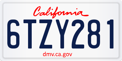 CA license plate 6TZY281