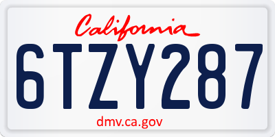 CA license plate 6TZY287