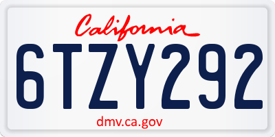 CA license plate 6TZY292