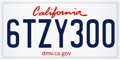 CA license plate 6TZY300