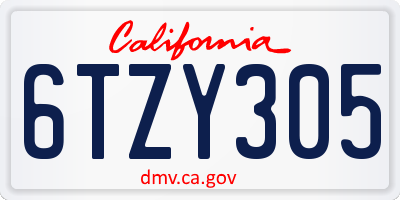 CA license plate 6TZY305