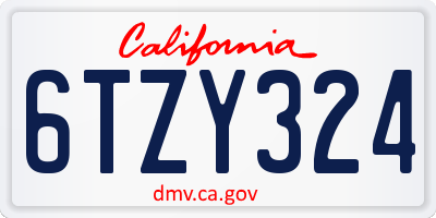CA license plate 6TZY324