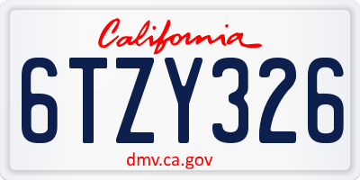 CA license plate 6TZY326