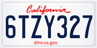 CA license plate 6TZY327