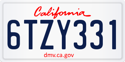 CA license plate 6TZY331