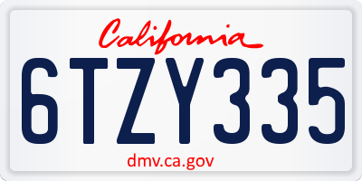 CA license plate 6TZY335