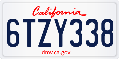 CA license plate 6TZY338