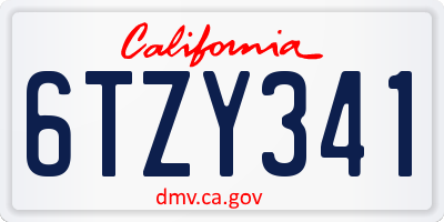 CA license plate 6TZY341