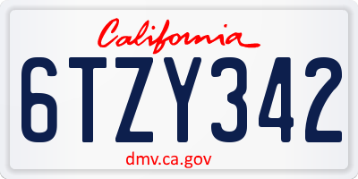 CA license plate 6TZY342
