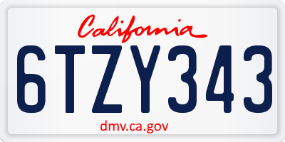 CA license plate 6TZY343