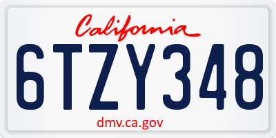 CA license plate 6TZY348