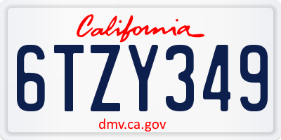 CA license plate 6TZY349