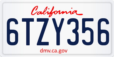 CA license plate 6TZY356