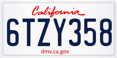 CA license plate 6TZY358