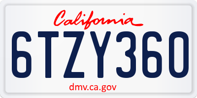 CA license plate 6TZY360