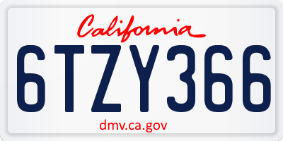 CA license plate 6TZY366