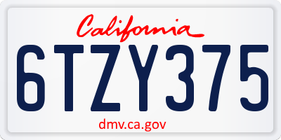 CA license plate 6TZY375