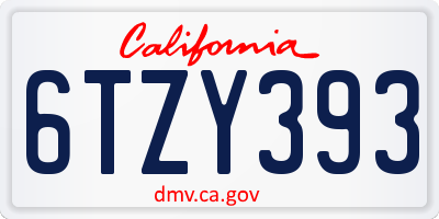 CA license plate 6TZY393