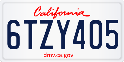 CA license plate 6TZY405