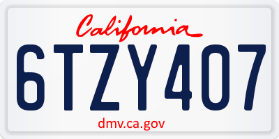 CA license plate 6TZY407