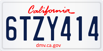 CA license plate 6TZY414