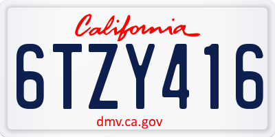 CA license plate 6TZY416