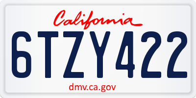 CA license plate 6TZY422
