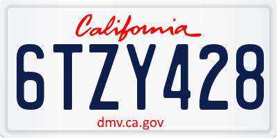 CA license plate 6TZY428