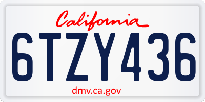 CA license plate 6TZY436