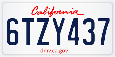 CA license plate 6TZY437