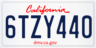 CA license plate 6TZY440