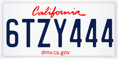 CA license plate 6TZY444