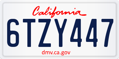 CA license plate 6TZY447