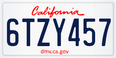 CA license plate 6TZY457