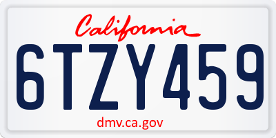 CA license plate 6TZY459