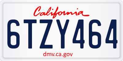 CA license plate 6TZY464