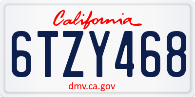 CA license plate 6TZY468