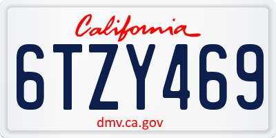 CA license plate 6TZY469