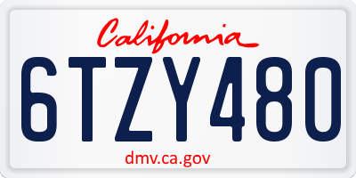 CA license plate 6TZY480