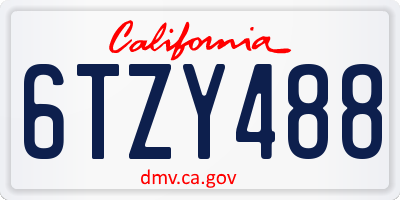 CA license plate 6TZY488