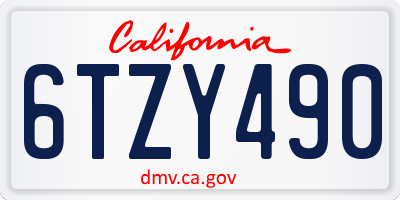 CA license plate 6TZY490