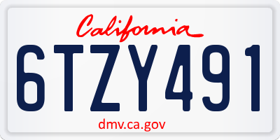 CA license plate 6TZY491