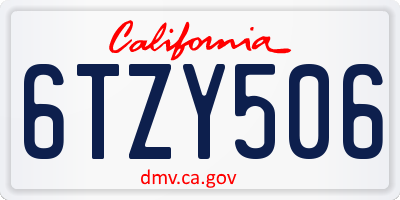 CA license plate 6TZY506