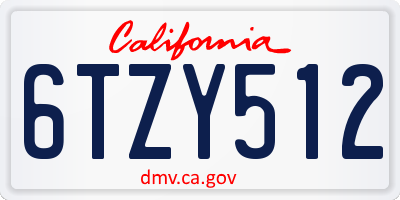 CA license plate 6TZY512