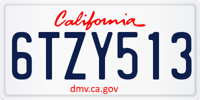 CA license plate 6TZY513
