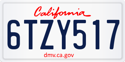 CA license plate 6TZY517