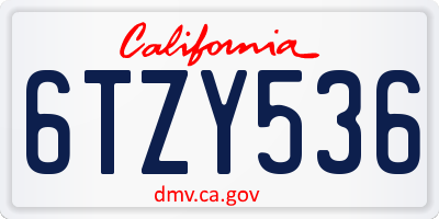 CA license plate 6TZY536